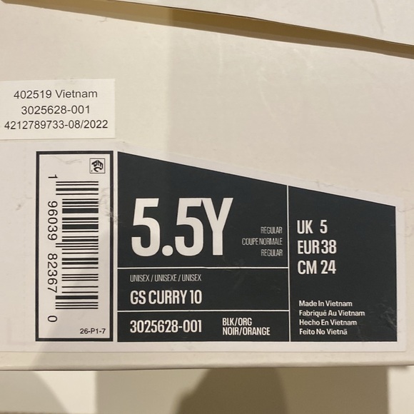 Under Armour Curry Flow 10 'Iron Basketball Shoes US size 5.5 Youth - Picture 6 of 6